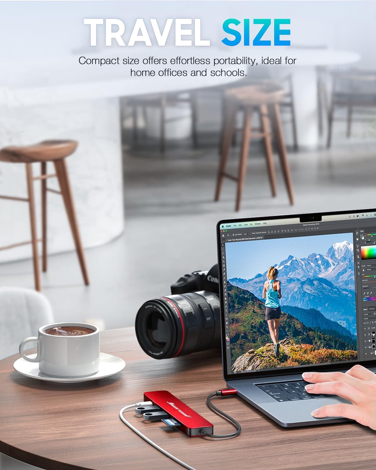 Hiearcool USB C Hub for MacBook – 7-in-1 USBC Adapter with 4K HDMI, 100W PD, USB 3.0 5Gbps Ports, SD/TF Card Reader – USB-C Dongle for Office, Meetings, Travel & Home Setup-Space Grey