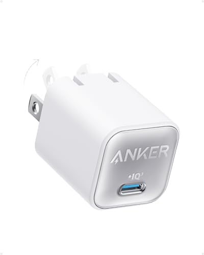 Anker Nano Charger, USB C GaN Charger 30W, PIQ 3.0 Foldable PPS Fast Charger for iPhone 17 / 16 and more series, Galaxy, iPad, Compatible with MagSafe