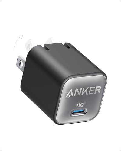 Anker Nano Charger, USB C GaN Charger 30W, PIQ 3.0 Foldable PPS Fast Charger for iPhone 17 / 16 and more series, Galaxy, iPad, Compatible with MagSafe
