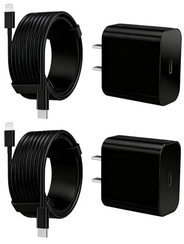 iPhone Charger Fast Charging 2 Pack Type C Wall Charger Block with 2 Pack [6FT&10FT] Long USB C to Lightning Cable for iPhone 14/13/12/12 Pro Max/11/Xs Max/XR/X,AirPods Pro