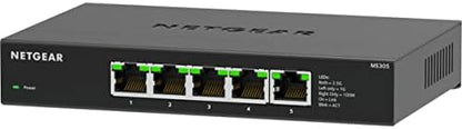 NETGEAR 5-Port Gigabit Ethernet Unmanaged Essentials Switch (GS305) - Home Network Hub, Office Ethernet Splitter, Plug-and-Play, Silent Operation, Desktop or Wall Mount