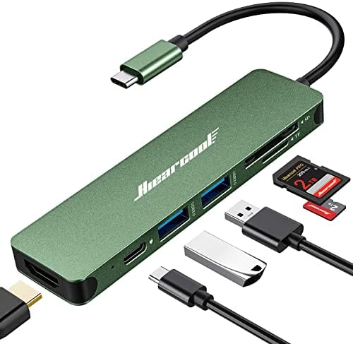 Hiearcool USB C Hub for MacBook – 7-in-1 USBC Adapter with 4K HDMI, 100W PD, USB 3.0 5Gbps Ports, SD/TF Card Reader – USB-C Dongle for Office, Meetings, Travel & Home Setup-Space Grey