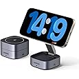 UGREEN Magsafe Charger, Magentic Wireless Charger, 2-in-1 Qi MagFlow Charging Stand, with 1M USB-C Cable for iPhone 16/15/14/13/12 Series and AirPods Series (No AC Adapter)