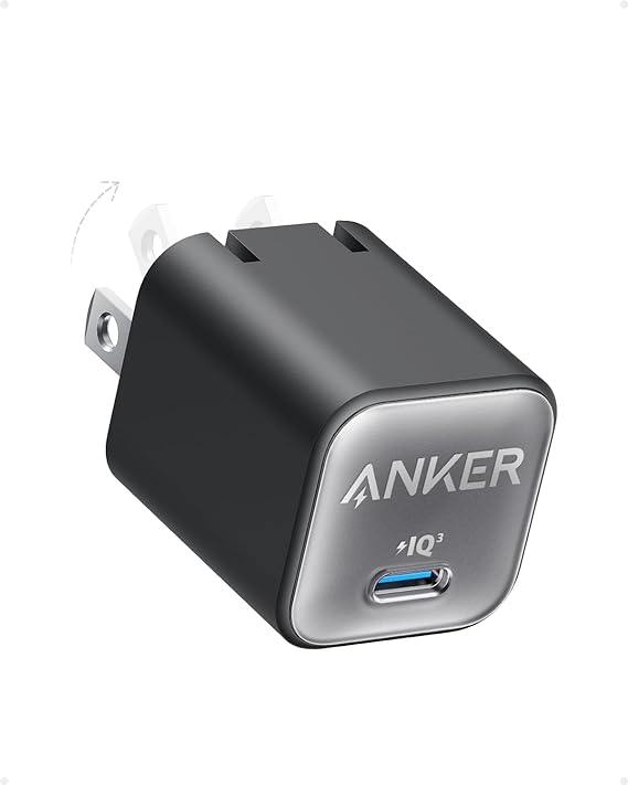 Anker Nano Charger, USB C GaN Charger 30W, PIQ 3.0 Foldable PPS Fast Charger for iPhone 17 / 16 and more series, Galaxy, iPad, Compatible with MagSafe