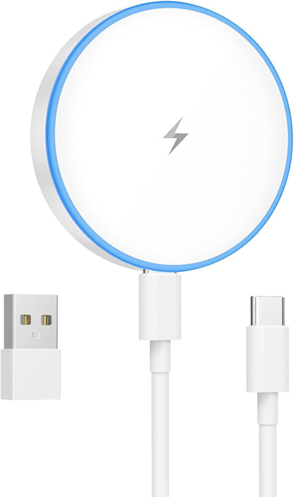 MagSafe Charger 2 Pack 15W Magnetic Wireless Charger Fast Charging Pad Compatible with iPhone 17/16/15/14/13/12 Series & AirPods 4/3/2/Pro Magnetic MagSafe Charging Pad with Dual Ports