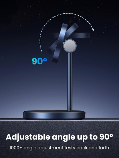 UGREEN Magsafe Charger, Magentic Wireless Charger, 2-in-1 Qi MagFlow Charging Stand, with 1M USB-C Cable for iPhone 16/15/14/13/12 Series and AirPods Series (No AC Adapter)