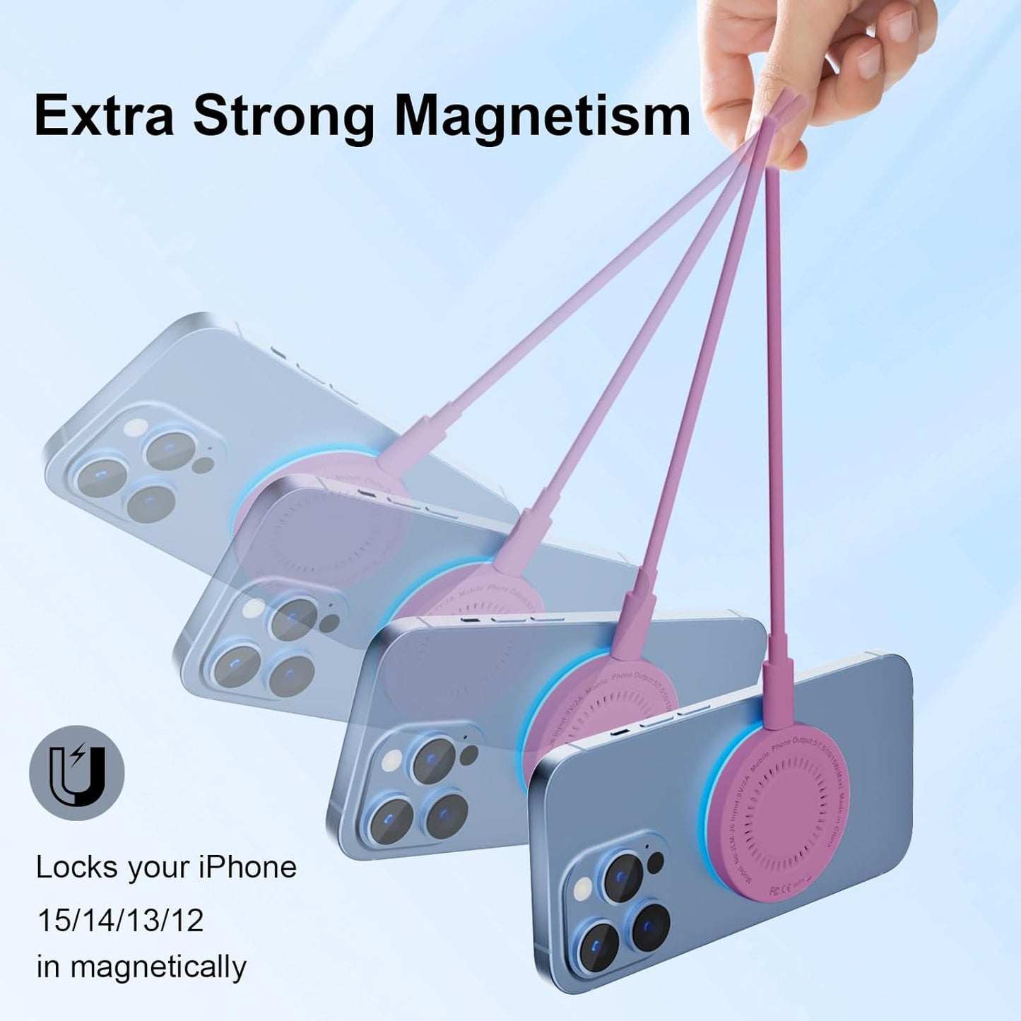 MagSafe Charger 2 Pack 15W Magnetic Wireless Charger Fast Charging Pad Compatible with iPhone 17/16/15/14/13/12 Series & AirPods 4/3/2/Pro Magnetic MagSafe Charging Pad with Dual Ports