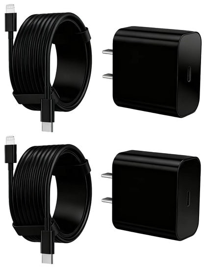 iPhone Charger Fast Charging 2 Pack Type C Wall Charger Block with 2 Pack [6FT&10FT] Long USB C to Lightning Cable for iPhone 14/13/12/12 Pro Max/11/Xs Max/XR/X,AirPods Pro