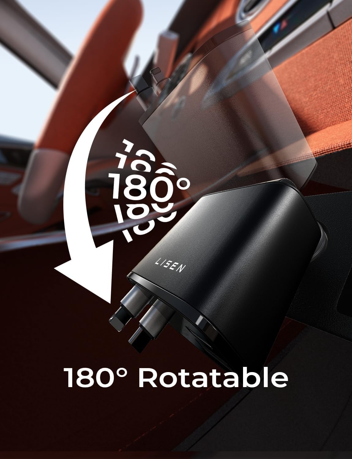 LISEN Retractable Car Charger, for Christmas Day Gifts for Men Women, 69W Cars Adapter USB C Fast Charger for iPhone 17, Car Accessories for Men Women Drivers, for iPhone 17 Pro Max Air 15 16 12 13 14