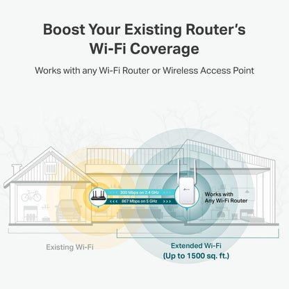 TP-Link AC1200 WiFi Extender, 2023 Engadget Best Budget Pick, 1.2Gbps Signal Booster for Home, Dual Band 5GHz/2.4GHz, Covers Up to 1500 Sq.ft and 30 Devices,Support Onemesh, One Ethernet Port (RE315)