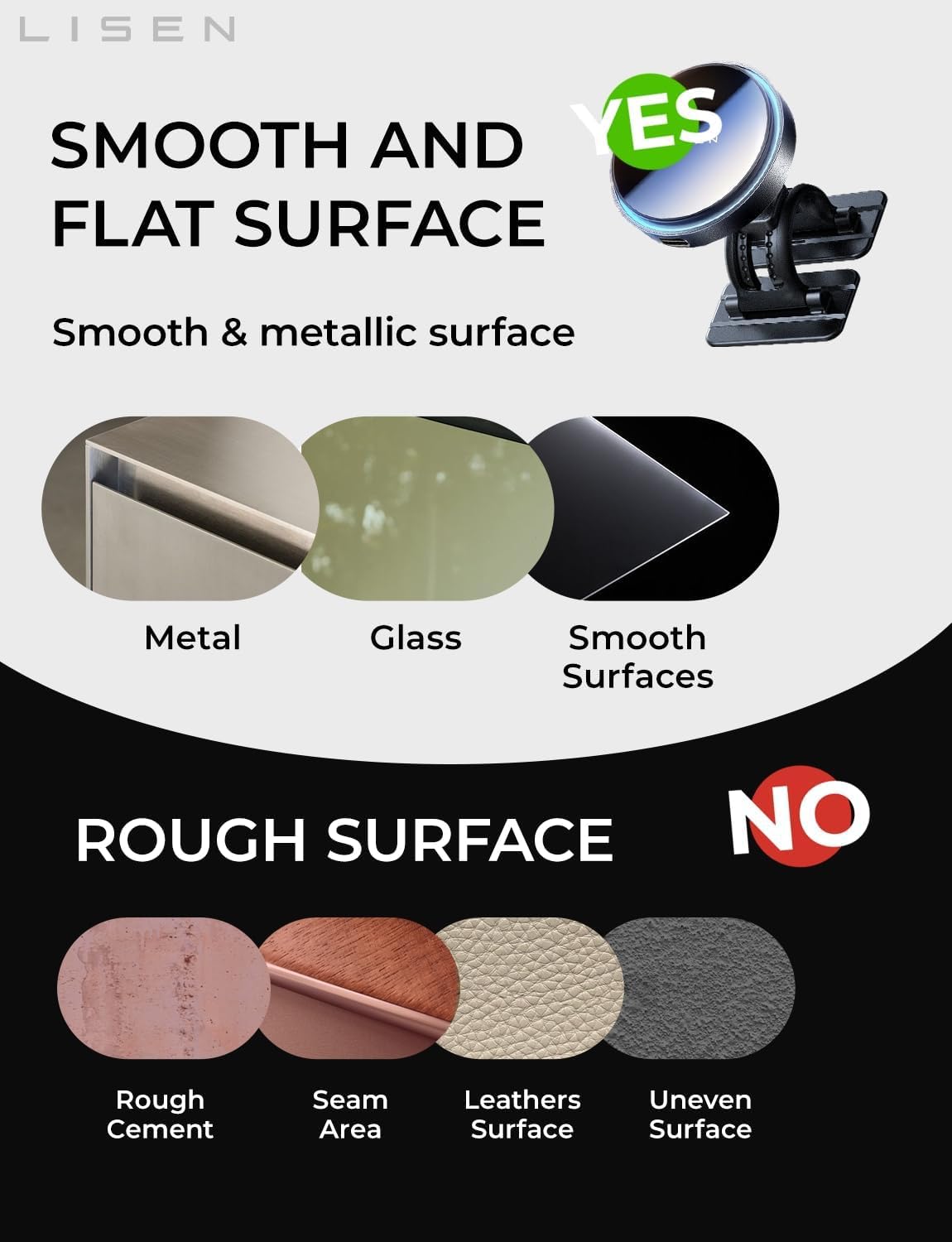 LISEN for 15W MagSafe Car Mount Charger,Magnetic Wireless Car Charger for iPhone 17 Pro Max Accessories,Magnetic Phone Holder for iPhone 17-12,Samsung,Pixel,Jeep Ford F150 Accessories,Gifts for Men