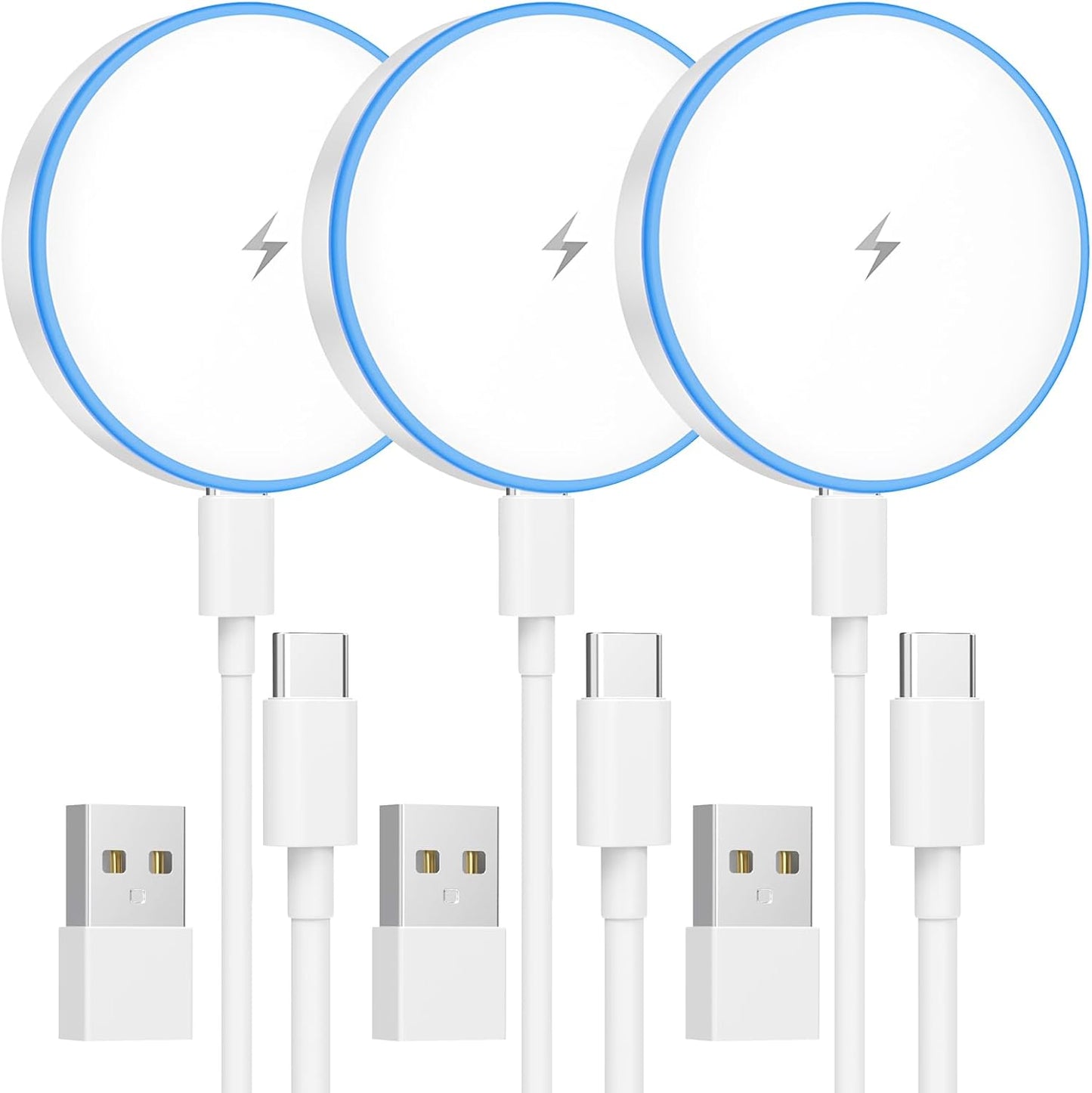 MagSafe Charger 2 Pack 15W Magnetic Wireless Charger Fast Charging Pad Compatible with iPhone 17/16/15/14/13/12 Series & AirPods 4/3/2/Pro Magnetic MagSafe Charging Pad with Dual Ports