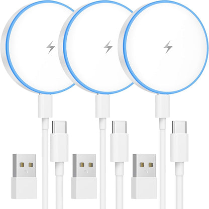 MagSafe Charger 2 Pack 15W Magnetic Wireless Charger Fast Charging Pad Compatible with iPhone 17/16/15/14/13/12 Series & AirPods 4/3/2/Pro Magnetic MagSafe Charging Pad with Dual Ports