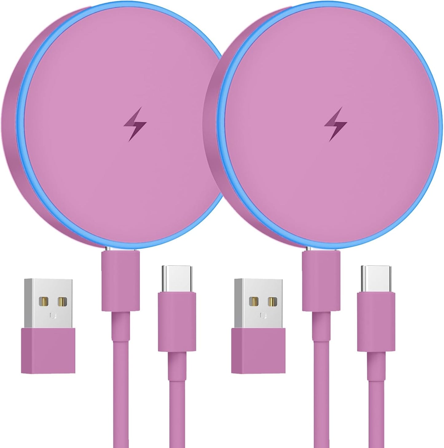 MagSafe Charger 2 Pack 15W Magnetic Wireless Charger Fast Charging Pad Compatible with iPhone 17/16/15/14/13/12 Series & AirPods 4/3/2/Pro Magnetic MagSafe Charging Pad with Dual Ports