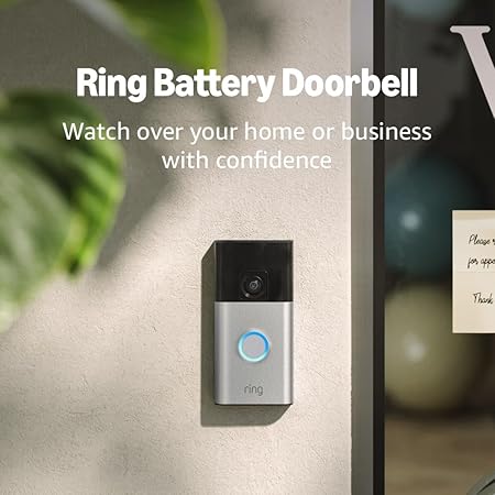Ring Battery Doorbell (newest model), Home or business security with Head-to-Toe video, Live View with Two-Way Talk, and Motion Detection & Alerts, Satin Nickel