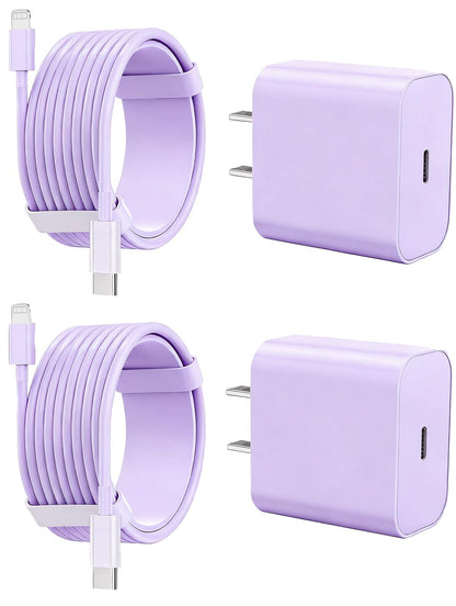 iPhone Charger Fast Charging 2 Pack Type C Wall Charger Block with 2 Pack [6FT&10FT] Long USB C to Lightning Cable for iPhone 14/13/12/12 Pro Max/11/Xs Max/XR/X,AirPods Pro