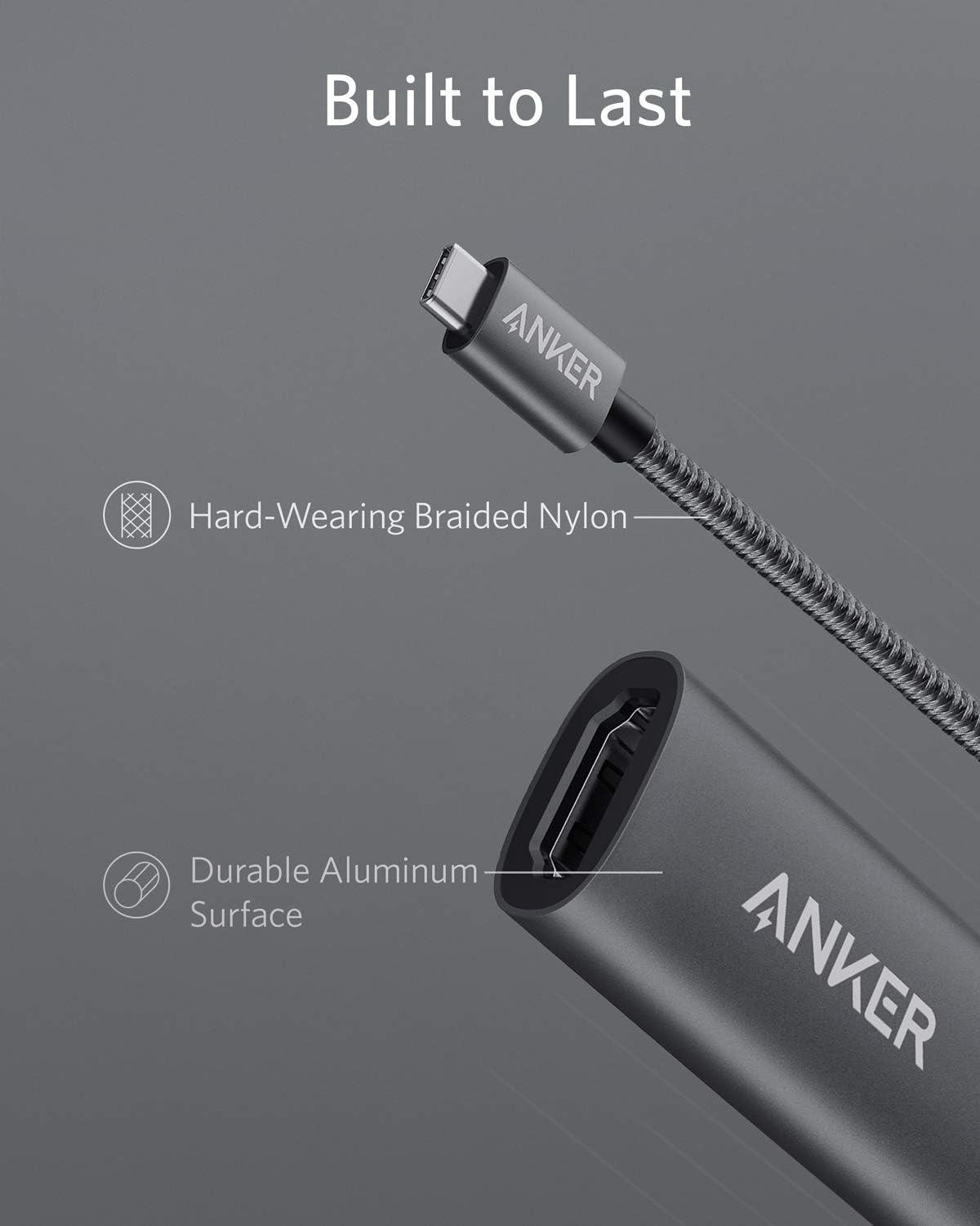 Anker USB C to HDMI Adapter (4K@60Hz), 310 USB-C Adapter (4K HDMI), for MacBook Pro, MacBook Air, iPad Pro, Pixelbook, XPS, Galaxy, and More(Compatible with Thunderbolt 3 Ports)