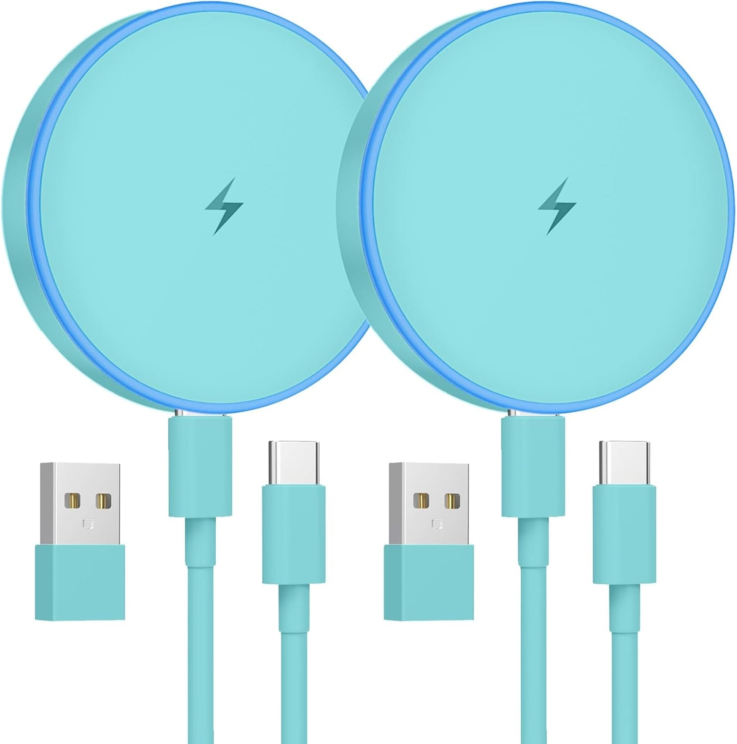 MagSafe Charger 2 Pack 15W Magnetic Wireless Charger Fast Charging Pad Compatible with iPhone 17/16/15/14/13/12 Series & AirPods 4/3/2/Pro Magnetic MagSafe Charging Pad with Dual Ports