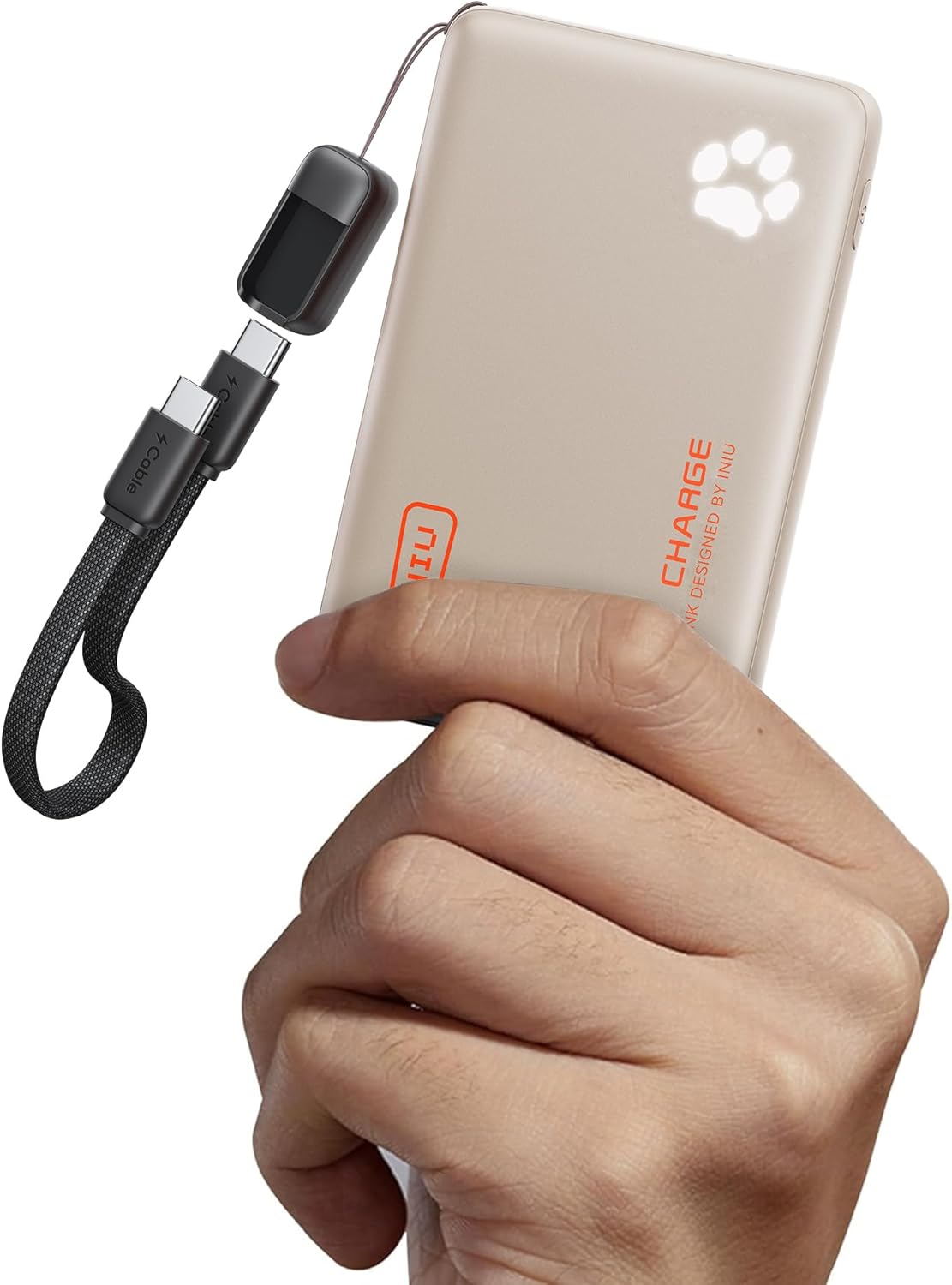 INIU Portable Charger, Ultra Slim 45W Fast Charging with Attached USB C Cable, Flight-Safe 10000mAh PD Power Bank Battery Pack, Travel Essential Phone Powerbank for iPhone 17 16 Samsung S25 Google etc