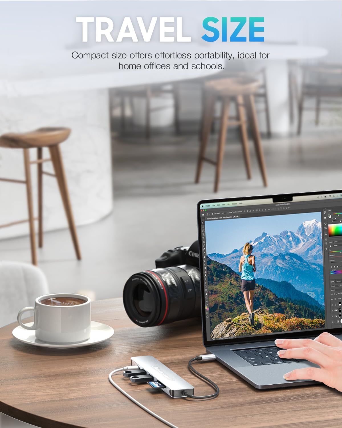 Hiearcool USB C Hub for MacBook – 7-in-1 USBC Adapter with 4K HDMI, 100W PD, USB 3.0 5Gbps Ports, SD/TF Card Reader – USB-C Dongle for Office, Meetings, Travel & Home Setup-Space Grey