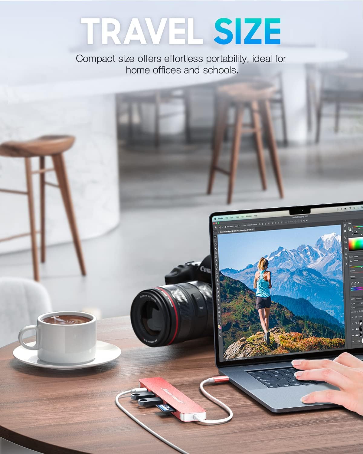 Hiearcool USB C Hub for MacBook – 7-in-1 USBC Adapter with 4K HDMI, 100W PD, USB 3.0 5Gbps Ports, SD/TF Card Reader – USB-C Dongle for Office, Meetings, Travel & Home Setup-Space Grey