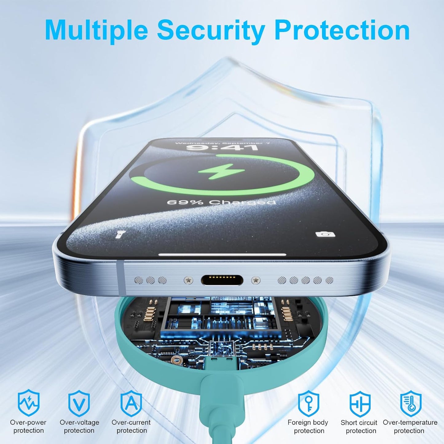 MagSafe Charger 2 Pack 15W Magnetic Wireless Charger Fast Charging Pad Compatible with iPhone 17/16/15/14/13/12 Series & AirPods 4/3/2/Pro Magnetic MagSafe Charging Pad with Dual Ports