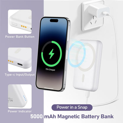 3 in 1 Wireless Charging Station: 5000mAh Removable Power Bank Charger Stand for Phone/Watch/Air Pods - Portable Magnetic Battery Pack for Air 17 16 15 14 13 12 Series