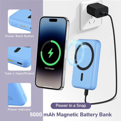 3 in 1 Wireless Charging Station: 5000mAh Removable Power Bank Charger Stand for Phone/Watch/Air Pods - Portable Magnetic Battery Pack for Air 17 16 15 14 13 12 Series