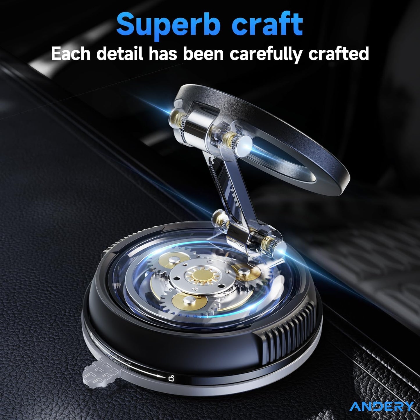 ANDERY Car Phone Holder for Magsafe [78+LBS Strongest Suction & 2400gf Magnetic] 360° Adjustable Car Phone Mount, Phone Holders for Your Car for iPhone 17 Pro Max 16 15 14 13 12 Air Plus, Carbon Fiber