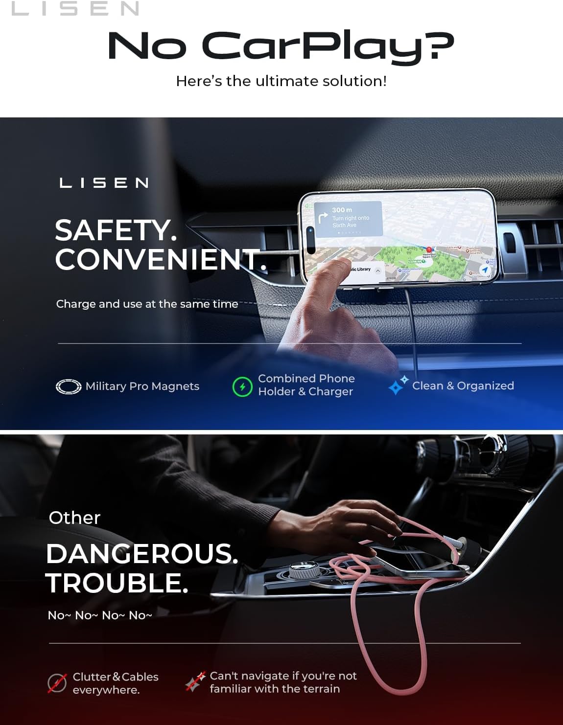 LISEN for 15W MagSafe Car Mount Charger,Magnetic Wireless Car Charger for iPhone 17 Pro Max Accessories,Magnetic Phone Holder for iPhone 17-12,Samsung,Pixel,Jeep Ford F150 Accessories,Gifts for Men