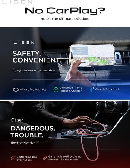 LISEN for 15W MagSafe Car Mount Charger,Magnetic Wireless Car Charger for iPhone 17 Pro Max Accessories,Magnetic Phone Holder for iPhone 17-12,Samsung,Pixel,Jeep Ford F150 Accessories,Gifts for Men