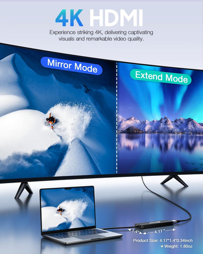 Hiearcool USB C Hub for MacBook – 7-in-1 USBC Adapter with 4K HDMI, 100W PD, USB 3.0 5Gbps Ports, SD/TF Card Reader – USB-C Dongle for Office, Meetings, Travel & Home Setup-Space Grey