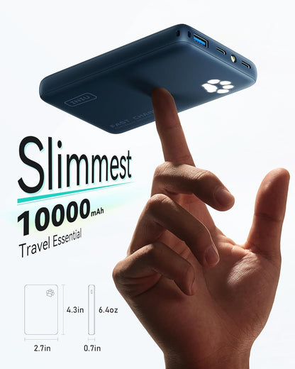 INIU Portable Charger, Ultra Slim 45W Fast Charging with Attached USB C Cable, Flight-Safe 10000mAh PD Power Bank Battery Pack, Travel Essential Phone Powerbank for iPhone 17 16 Samsung S25 Google etc