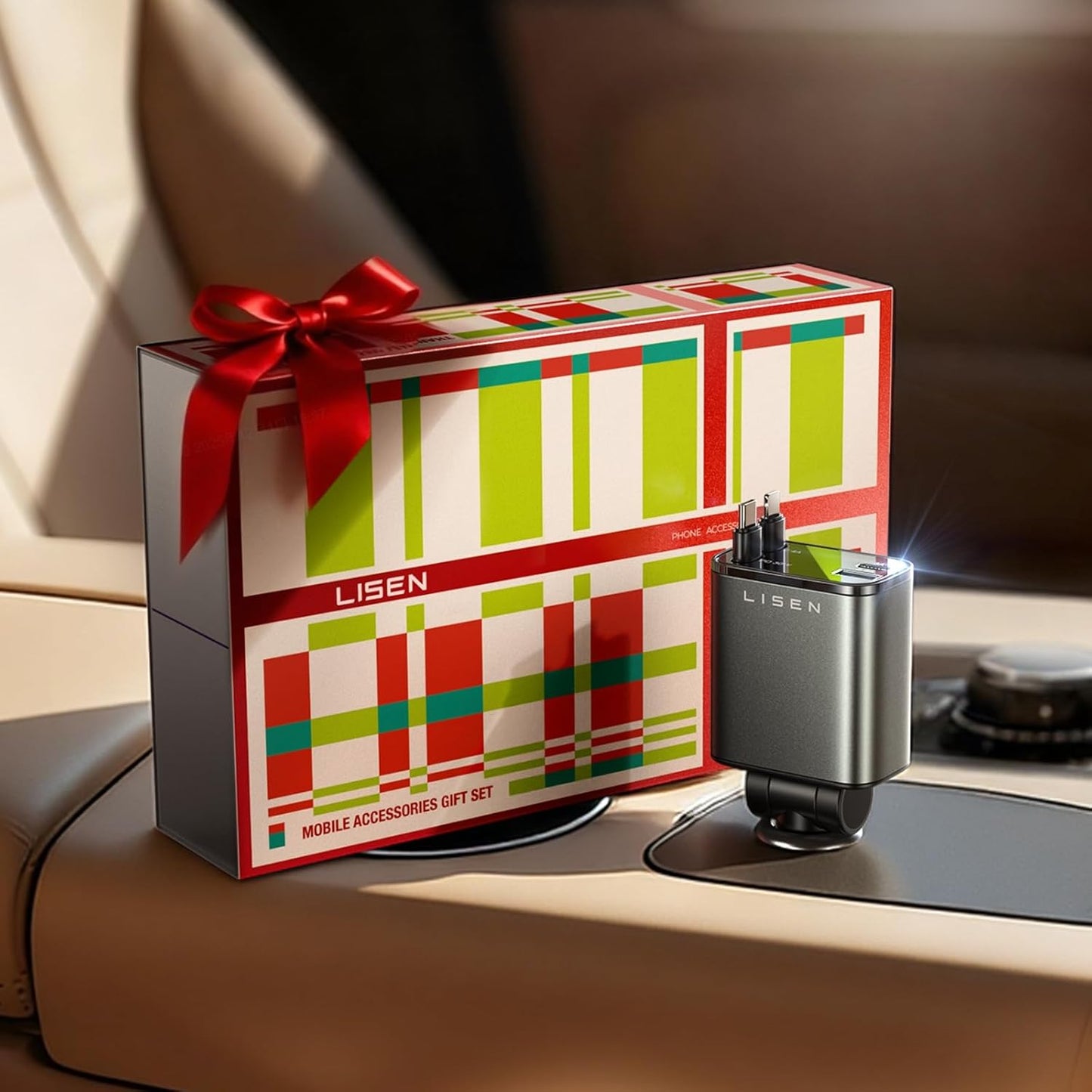 LISEN Retractable Car Charger, for Christmas Day Gifts for Men Women, 69W Cars Adapter USB C Fast Charger for iPhone 17, Car Accessories for Men Women Drivers, for iPhone 17 Pro Max Air 15 16 12 13 14