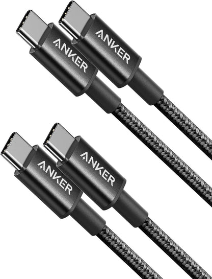 Anker USB C to USB C Cable, Type-C 60W Fast Charging Cable (6 FT, 2Pack) for iPhone 17 Series, iPad mini 6 and More (Black)