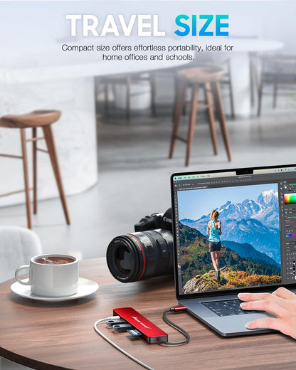 Hiearcool USB C Hub for MacBook – 7-in-1 USBC Adapter with 4K HDMI, 100W PD, USB 3.0 5Gbps Ports, SD/TF Card Reader – USB-C Dongle for Office, Meetings, Travel & Home Setup-Space Grey