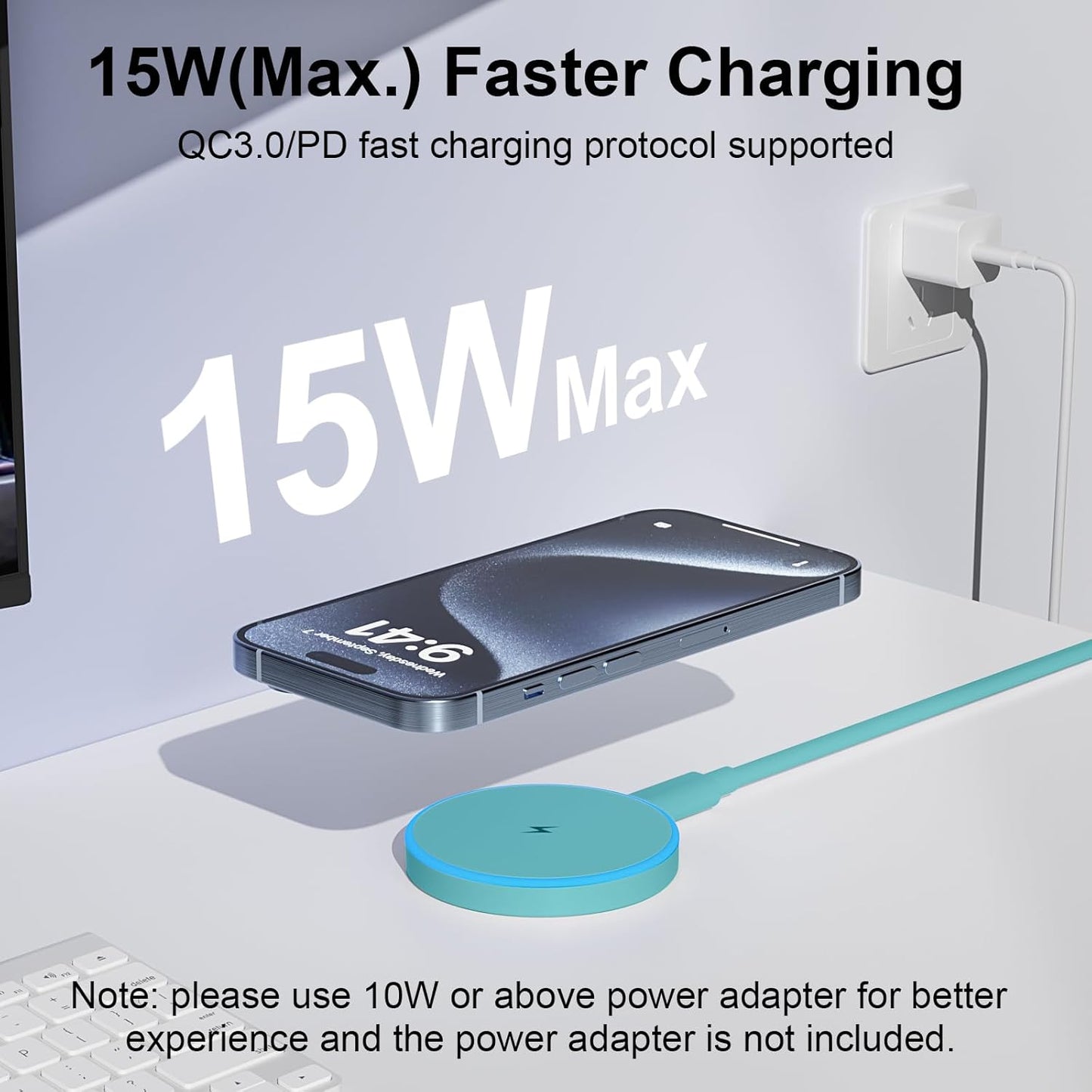 MagSafe Charger 2 Pack 15W Magnetic Wireless Charger Fast Charging Pad Compatible with iPhone 17/16/15/14/13/12 Series & AirPods 4/3/2/Pro Magnetic MagSafe Charging Pad with Dual Ports