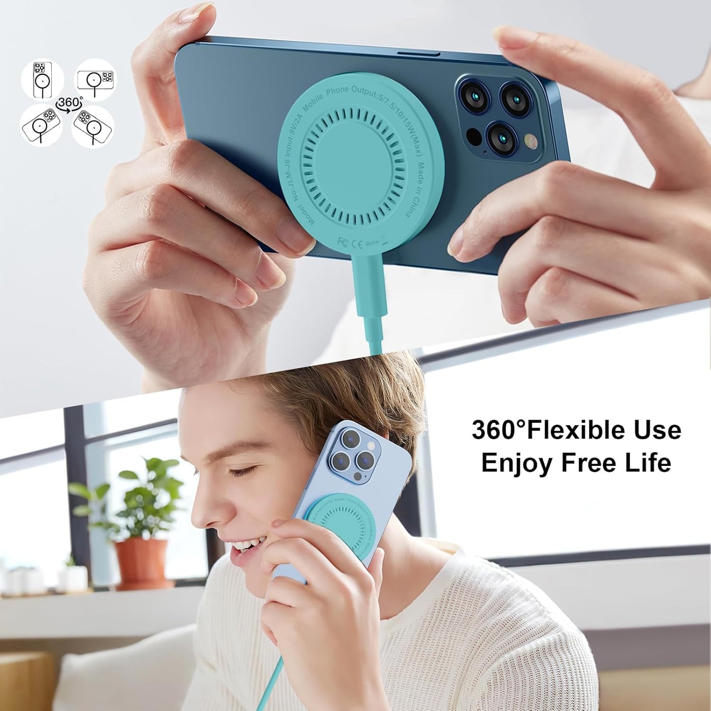 MagSafe Charger 2 Pack 15W Magnetic Wireless Charger Fast Charging Pad Compatible with iPhone 17/16/15/14/13/12 Series & AirPods 4/3/2/Pro Magnetic MagSafe Charging Pad with Dual Ports