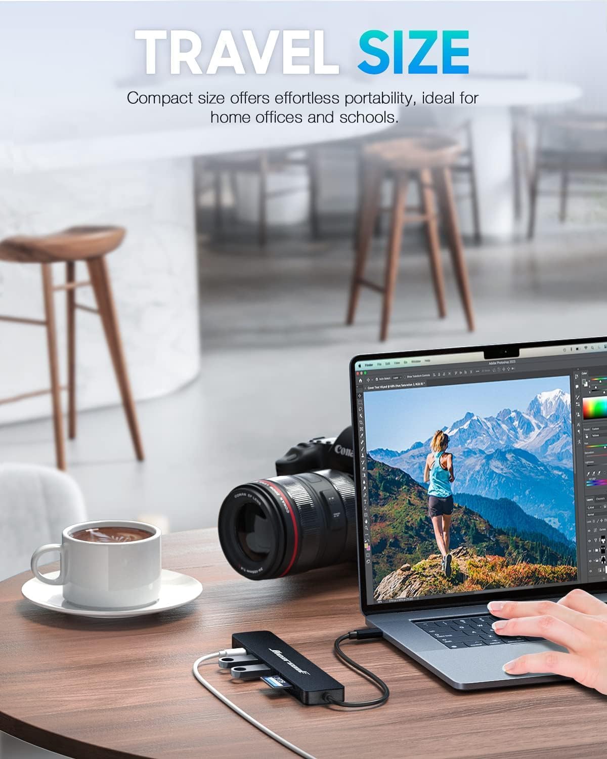 Hiearcool USB C Hub for MacBook – 7-in-1 USBC Adapter with 4K HDMI, 100W PD, USB 3.0 5Gbps Ports, SD/TF Card Reader – USB-C Dongle for Office, Meetings, Travel & Home Setup-Space Grey