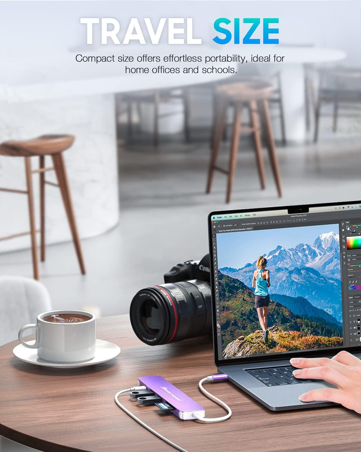 Hiearcool USB C Hub for MacBook – 7-in-1 USBC Adapter with 4K HDMI, 100W PD, USB 3.0 5Gbps Ports, SD/TF Card Reader – USB-C Dongle for Office, Meetings, Travel & Home Setup-Space Grey