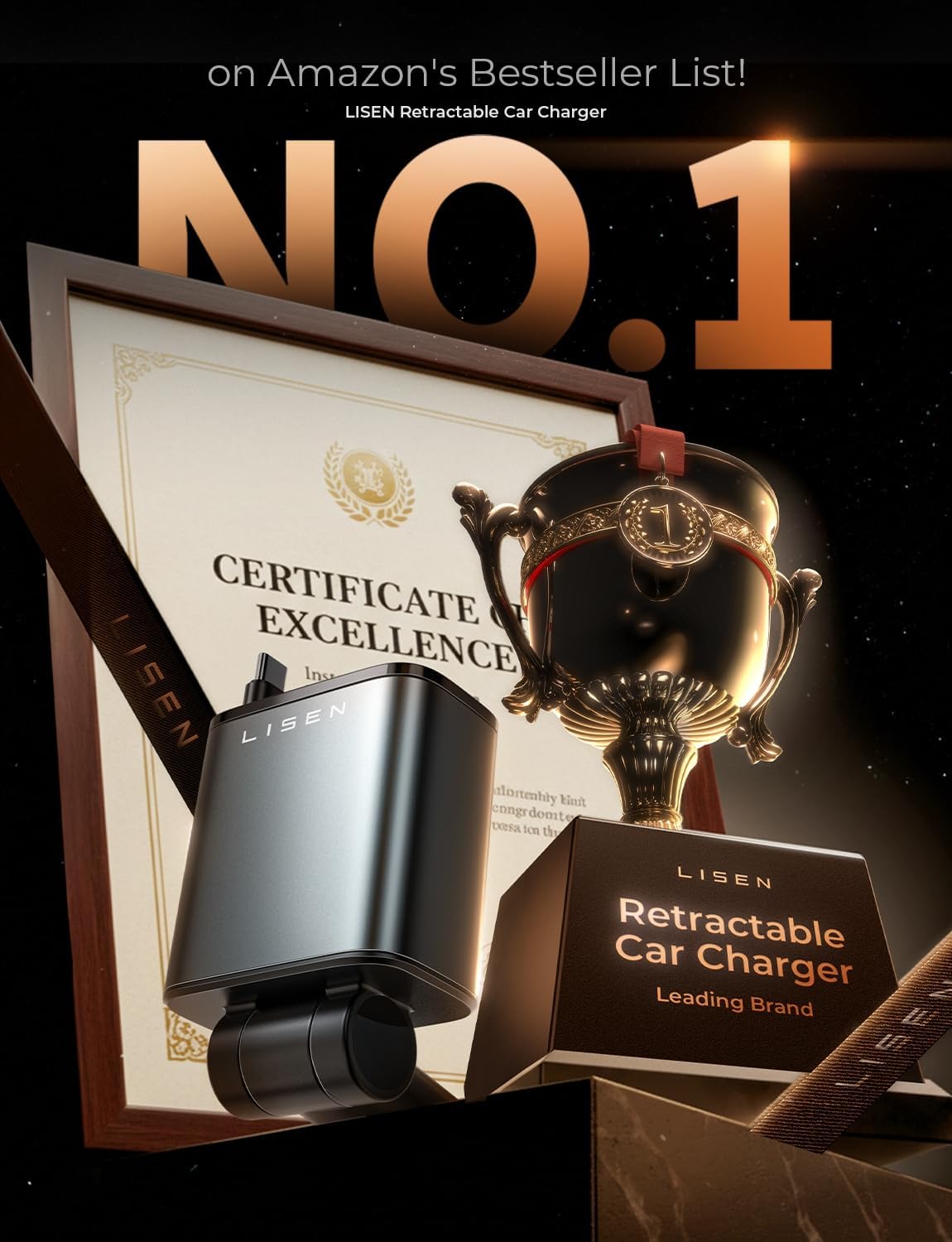 LISEN Retractable Car Charger, for Christmas Day Gifts for Men Women, 69W Cars Adapter USB C Fast Charger for iPhone 17, Car Accessories for Men Women Drivers, for iPhone 17 Pro Max Air 15 16 12 13 14