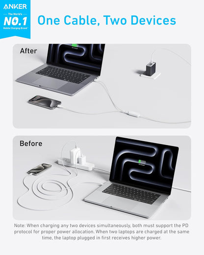 Anker Cable,4FT 2-in-1 USB C to USB C Cable 140W Max,Fast Charging for iPhone 17/17 Pro Max/16 Series,MacBook Air/Pro,and More(Braided,Black)