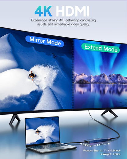 Hiearcool USB C Hub for MacBook – 7-in-1 USBC Adapter with 4K HDMI, 100W PD, USB 3.0 5Gbps Ports, SD/TF Card Reader – USB-C Dongle for Office, Meetings, Travel & Home Setup-Space Grey