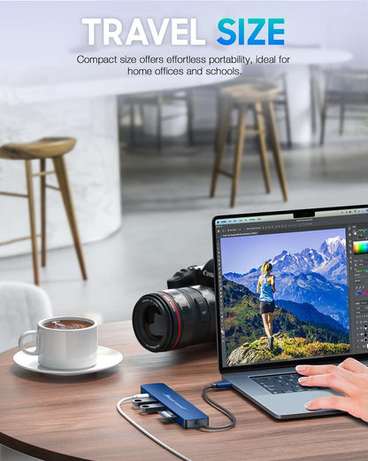 Hiearcool USB C Hub for MacBook – 7-in-1 USBC Adapter with 4K HDMI, 100W PD, USB 3.0 5Gbps Ports, SD/TF Card Reader – USB-C Dongle for Office, Meetings, Travel & Home Setup-Space Grey