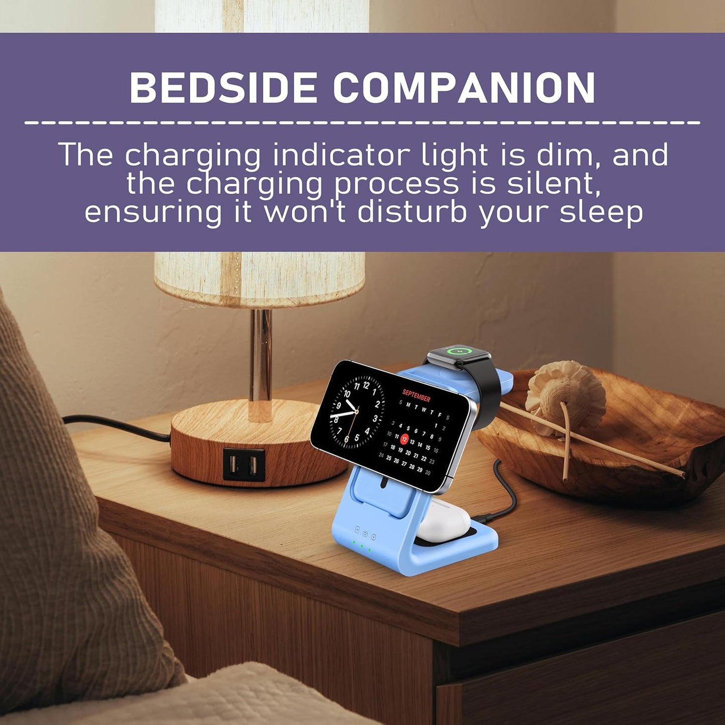 3 in 1 Wireless Charging Station: 5000mAh Removable Power Bank Charger Stand for Phone/Watch/Air Pods - Portable Magnetic Battery Pack for Air 17 16 15 14 13 12 Series