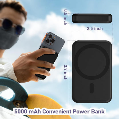 3 in 1 Wireless Charging Station: 5000mAh Removable Power Bank Charger Stand for Phone/Watch/Air Pods - Portable Magnetic Battery Pack for Air 17 16 15 14 13 12 Series