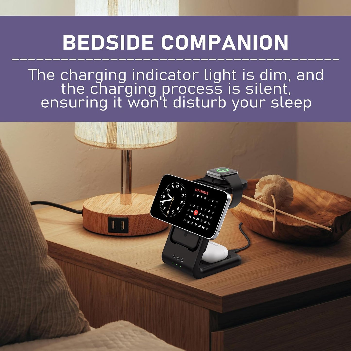 3 in 1 Wireless Charging Station: 5000mAh Removable Power Bank Charger Stand for Phone/Watch/Air Pods - Portable Magnetic Battery Pack for Air 17 16 15 14 13 12 Series