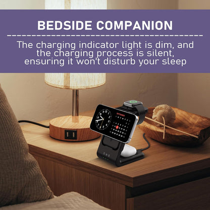 3 in 1 Wireless Charging Station: 5000mAh Removable Power Bank Charger Stand for Phone/Watch/Air Pods - Portable Magnetic Battery Pack for Air 17 16 15 14 13 12 Series