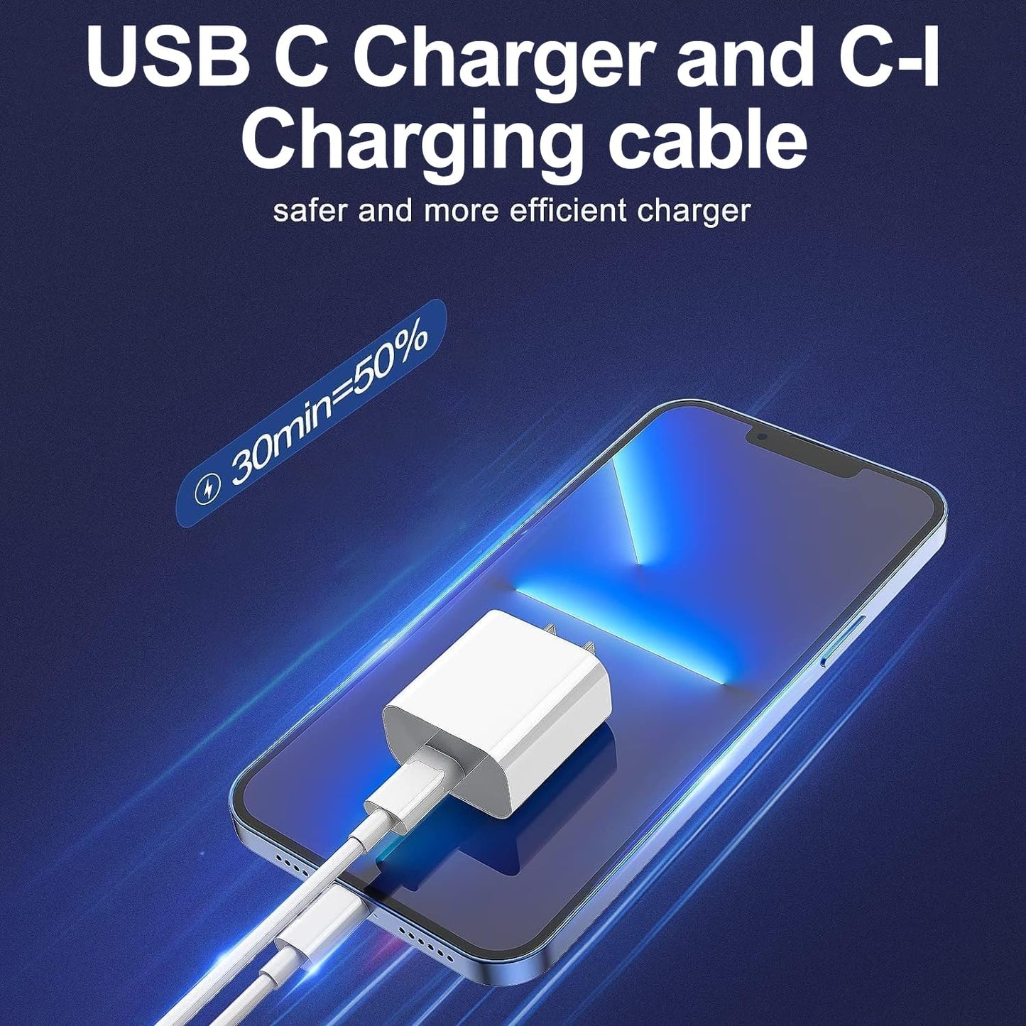 iPhone Charger Fast Charging 2 Pack Type C Wall Charger Block with 2 Pack [6FT&10FT] Long USB C to Lightning Cable for iPhone 14/13/12/12 Pro Max/11/Xs Max/XR/X,AirPods Pro