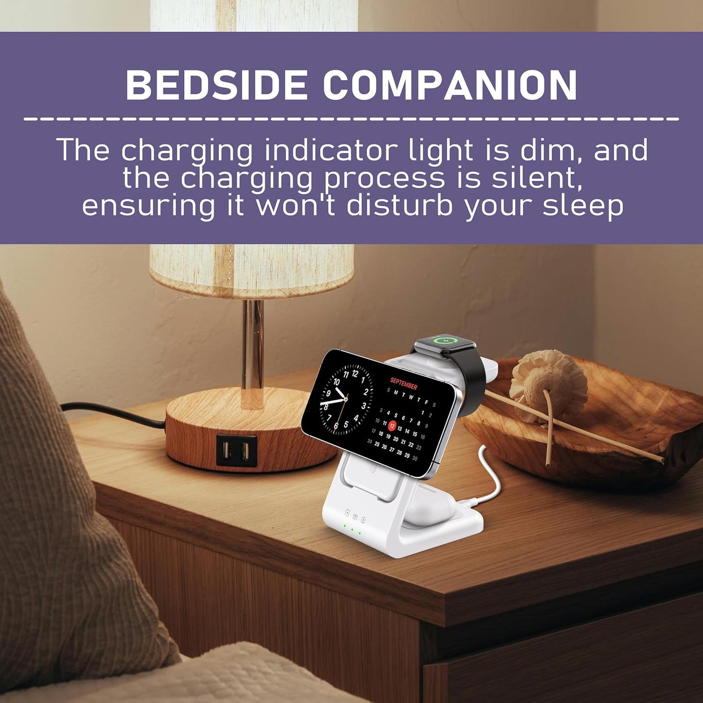 3 in 1 Wireless Charging Station: 5000mAh Removable Power Bank Charger Stand for Phone/Watch/Air Pods - Portable Magnetic Battery Pack for Air 17 16 15 14 13 12 Series
